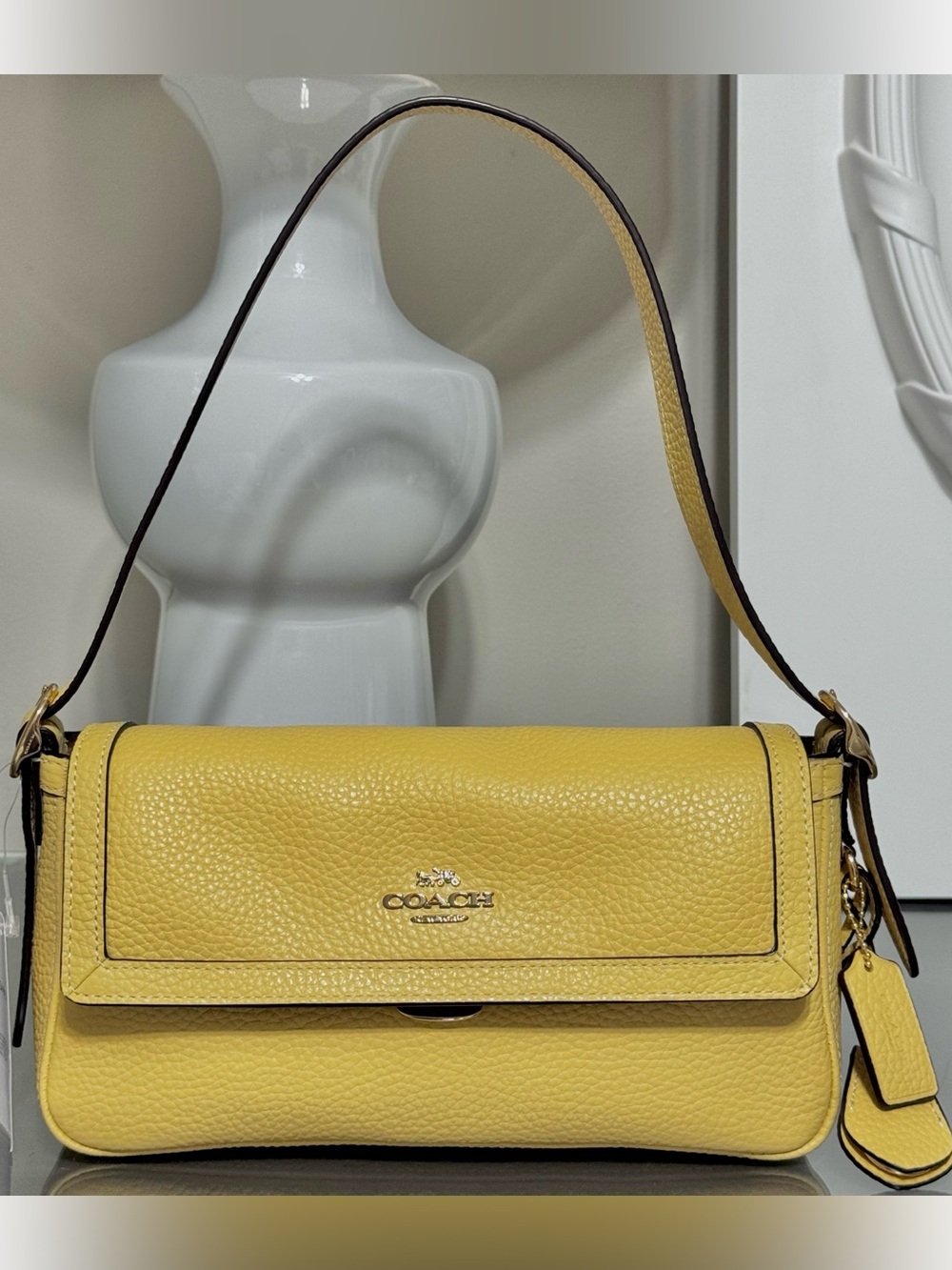 COACH Etta Small Flap Shoulder Bag, SOFT YELLOW